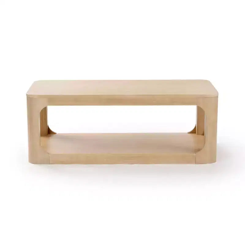 Plank+Beam Table basse rectangulaire moderne 48 po en bois massif avec étagère de rangement