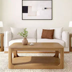 Plank+Beam Table basse rectangulaire moderne 48 po en bois massif avec étagère de rangement