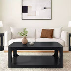 Plank+Beam Table basse rectangulaire moderne 48 po en bois massif avec étagère de rangement