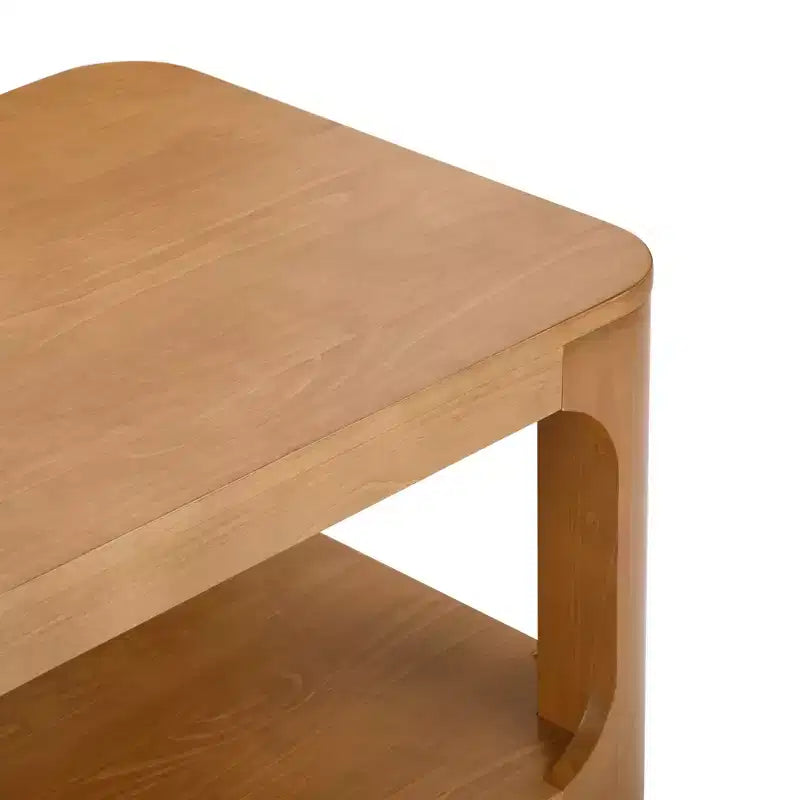 Plank+Beam Table basse rectangulaire moderne 48 po en bois massif avec étagère de rangement