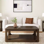 Plank+Beam Table basse rectangulaire moderne 48 po en bois massif avec étagère de rangement