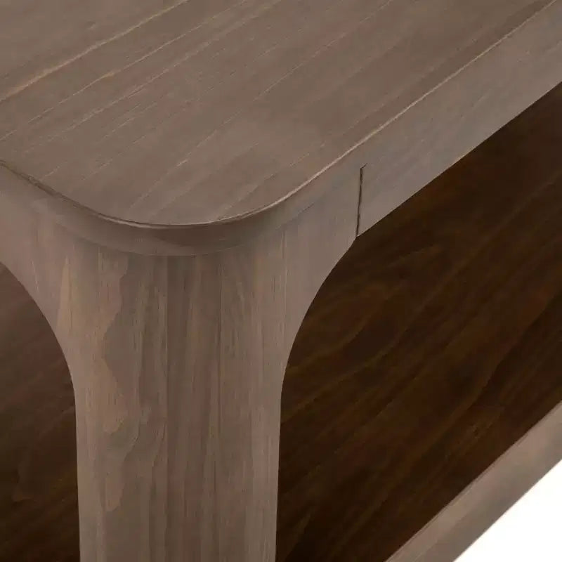 Plank+Beam Table basse rectangulaire moderne 48 po en bois massif avec étagère de rangement