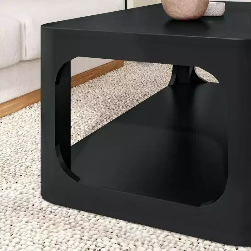 Plank+Beam Table basse rectangulaire moderne 48 po en bois massif avec étagère de rangement