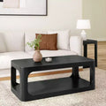 Plank+Beam Table basse rectangulaire moderne 48 po en bois massif avec étagère de rangement