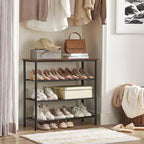 VASAGLE Meuble à Chaussures, Étagère à Chaussures à 4 Niveaux pour 9-12 Paires de Chaussures, Organiseur de Chaussures pour Entrée, Marron Rustique et Noir