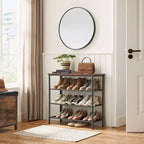 VASAGLE Meuble à Chaussures, Étagère à Chaussures à 4 Niveaux pour 9-12 Paires de Chaussures, Organiseur de Chaussures pour Entrée, Marron Rustique et Noir