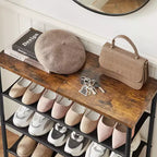 VASAGLE Meuble à Chaussures, Étagère à Chaussures à 4 Niveaux pour 9-12 Paires de Chaussures, Organiseur de Chaussures pour Entrée, Marron Rustique et Noir