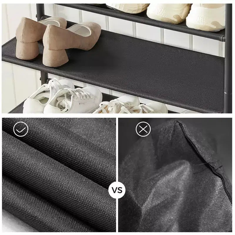 VASAGLE Meuble à Chaussures, Étagère à Chaussures à 4 Niveaux pour 9-12 Paires de Chaussures, Organiseur de Chaussures pour Entrée, Marron Rustique et Noir