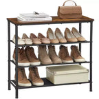 VASAGLE Meuble à Chaussures, Étagère à Chaussures à 4 Niveaux pour 9-12 Paires de Chaussures, Organiseur de Chaussures pour Entrée, Marron Rustique et Noir