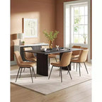 VASAGLE Chaises de salle à manger en cuir, lot de 2, assise rembourrée confortable avec pieds en métal et pieds de nivellement pivotants