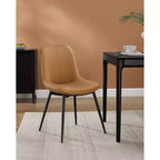 VASAGLE Chaises de salle à manger en cuir, lot de 2, assise rembourrée confortable avec pieds en métal et pieds de nivellement pivotants