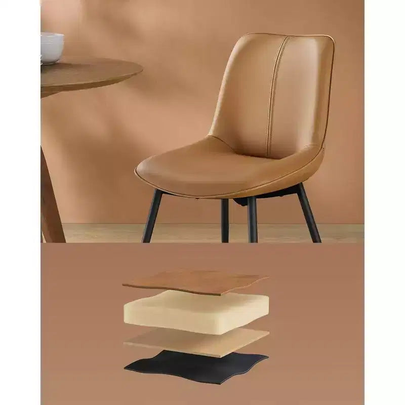VASAGLE Chaises de salle à manger en cuir, lot de 2, assise rembourrée confortable avec pieds en métal et pieds de nivellement pivotants