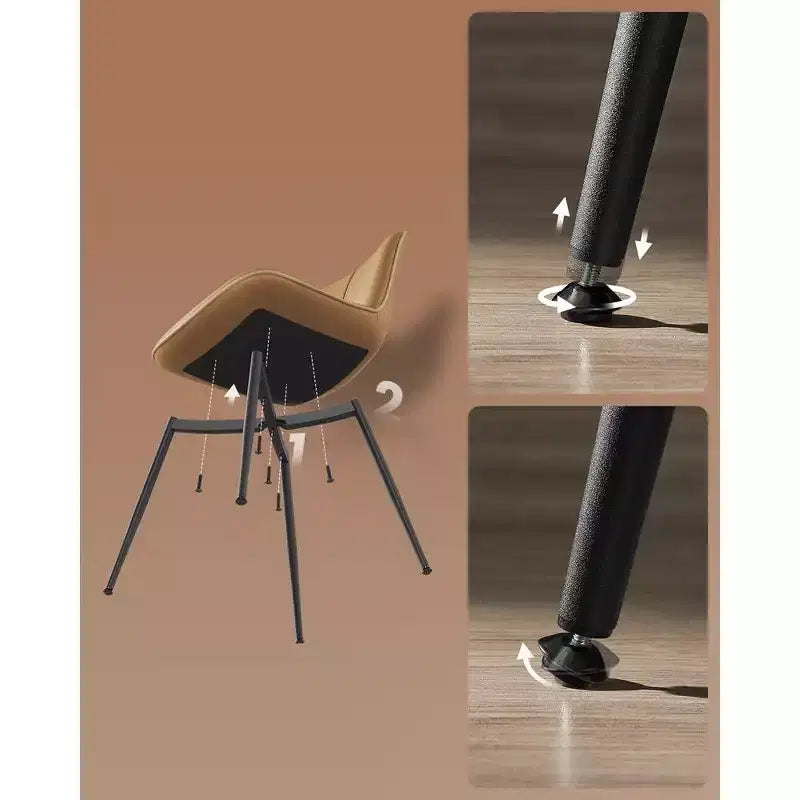 VASAGLE Chaises de salle à manger en cuir, lot de 2, assise rembourrée confortable avec pieds en métal et pieds de nivellement pivotants