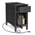 VASAGLE Side Table with Storage, End Table with USB Ports and Outlets, Charging Station, Drawer, Storage Cabinet, Magazine Rack