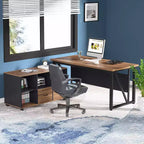 Classeurs latéraux à 2 tiroirs Lantine, classeur mobile en bois de 109 cm avec étagères de rangement ouvertes, tiroirs pour documents de format lettre