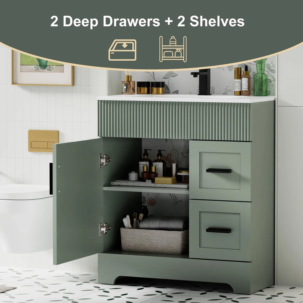Meuble-lavabo Wavy Line 30/36/48 avec évier et robinet