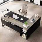 Tribesigns Bureau de Direction 70,86 Pouces, Bureau d'Angle avec Armoire de Rangement, Poste de Travail de Mobilier de Bureau Professionnel pour Bureau à Domicile