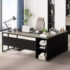 Tribesigns Bureau de Direction 70,86 Pouces, Bureau d'Angle avec Armoire de Rangement, Poste de Travail de Mobilier de Bureau Professionnel pour Bureau à Domicile