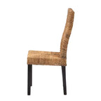 Chaise de salle à manger bohème moderne bali & pari Laymi en bois d'acajou brun foncé et jonc de mer
