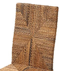 Chaise de salle à manger bohème moderne bali & pari Laymi en bois d'acajou brun foncé et jonc de mer