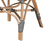 Chaise de salle à manger d'intérieur bicolore noir et blanc en tissage et rotin naturel Bali & Pari Wallis Modern French