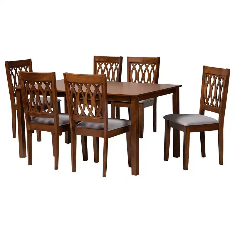 Ensemble de salle à manger moderne Baxton Studio Florencia en tissu et bois