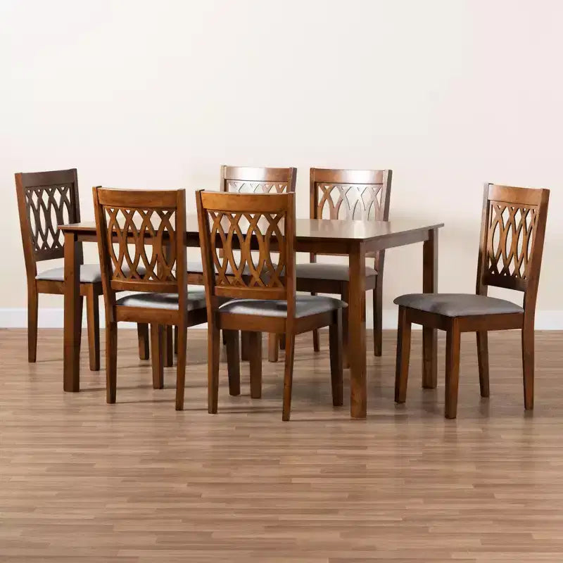 Ensemble de salle à manger moderne Baxton Studio Florencia en tissu et bois