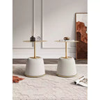 Manhattan Comfort Lot de 2 tables d'appoint Anderson en similicuir avec plateau doré
