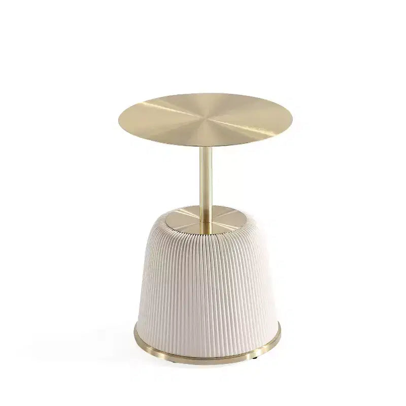 Manhattan Comfort Lot de 2 tables d'appoint Anderson en similicuir avec plateau doré