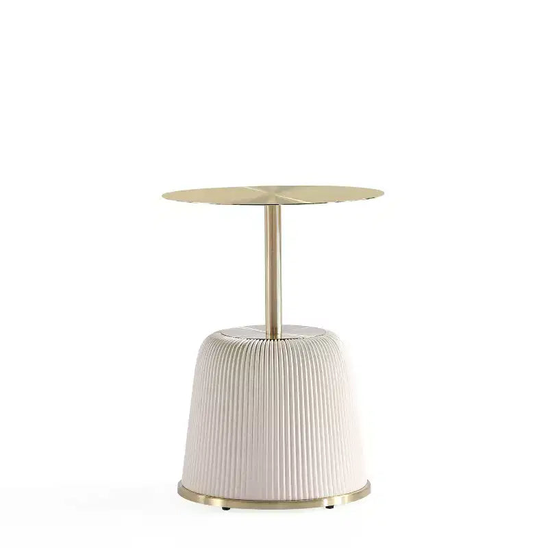 Manhattan Comfort Lot de 2 tables d'appoint Anderson en similicuir avec plateau doré