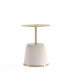 Manhattan Comfort Lot de 2 tables d'appoint Anderson en similicuir avec plateau doré