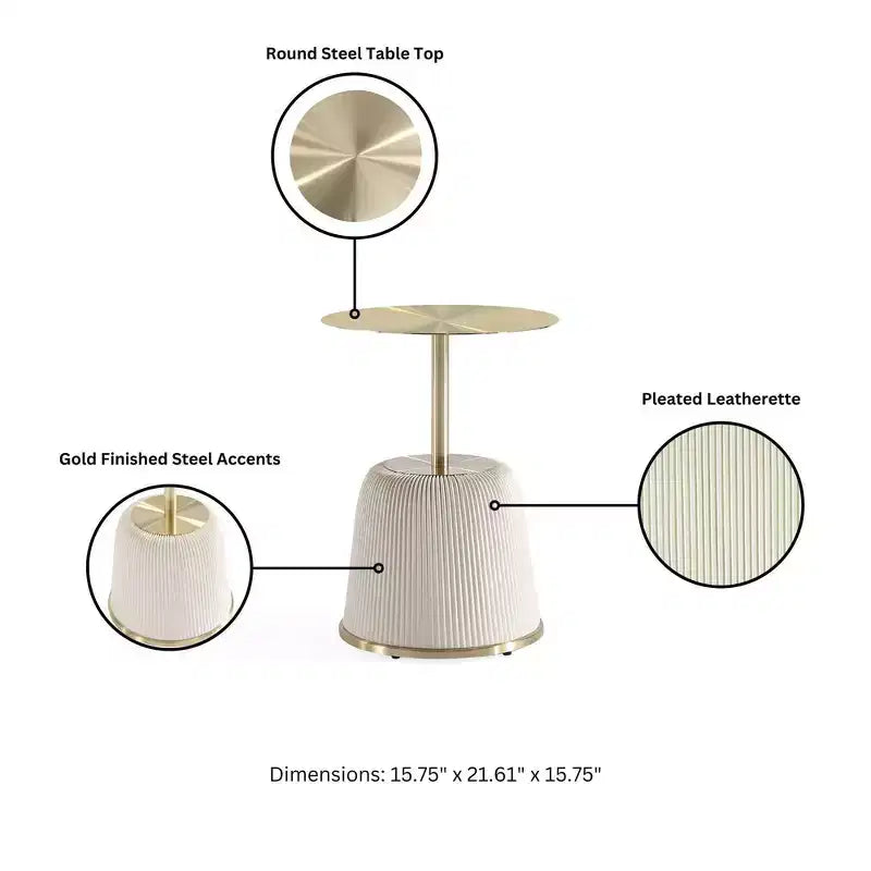 Manhattan Comfort Lot de 2 tables d'appoint Anderson en similicuir avec plateau doré