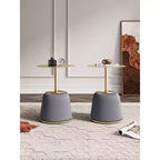 Manhattan Comfort Lot de 2 tables d'appoint Anderson en similicuir avec plateau doré