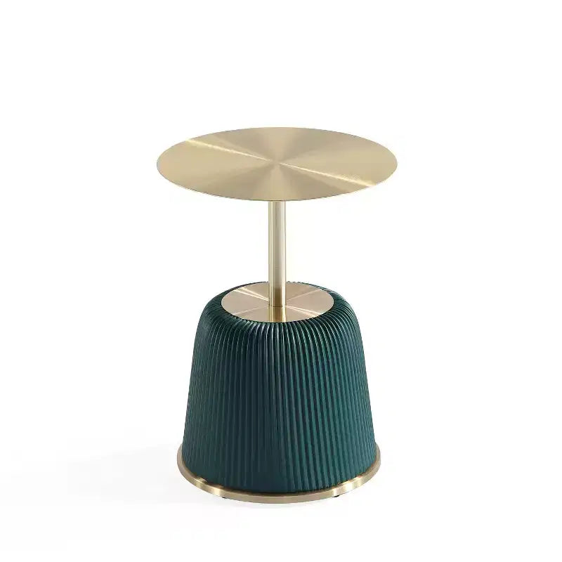 Manhattan Comfort Lot de 2 tables d'appoint Anderson en similicuir avec plateau doré