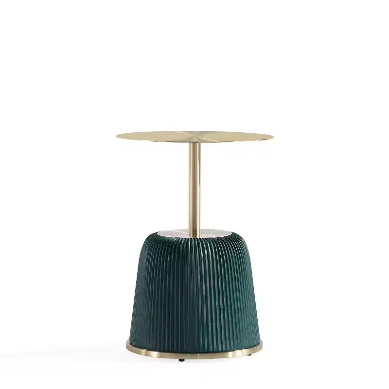 Manhattan Comfort Lot de 2 tables d'appoint Anderson en similicuir avec plateau doré