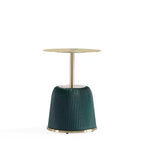 Manhattan Comfort Lot de 2 tables d'appoint Anderson en similicuir avec plateau doré