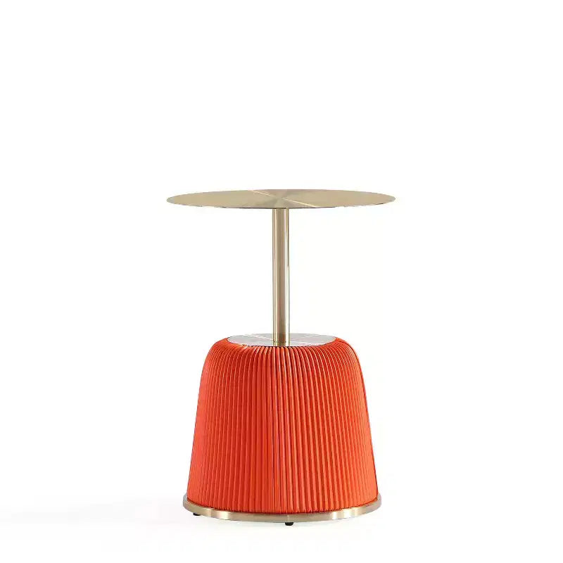 Manhattan Comfort Lot de 2 tables d'appoint Anderson en similicuir avec plateau doré
