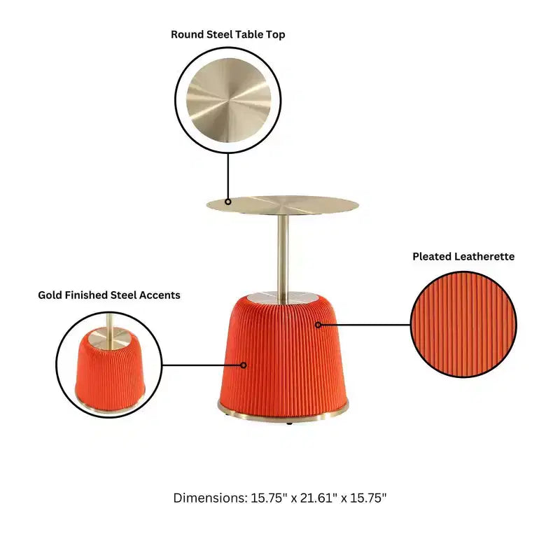 Manhattan Comfort Lot de 2 tables d'appoint Anderson en similicuir avec plateau doré