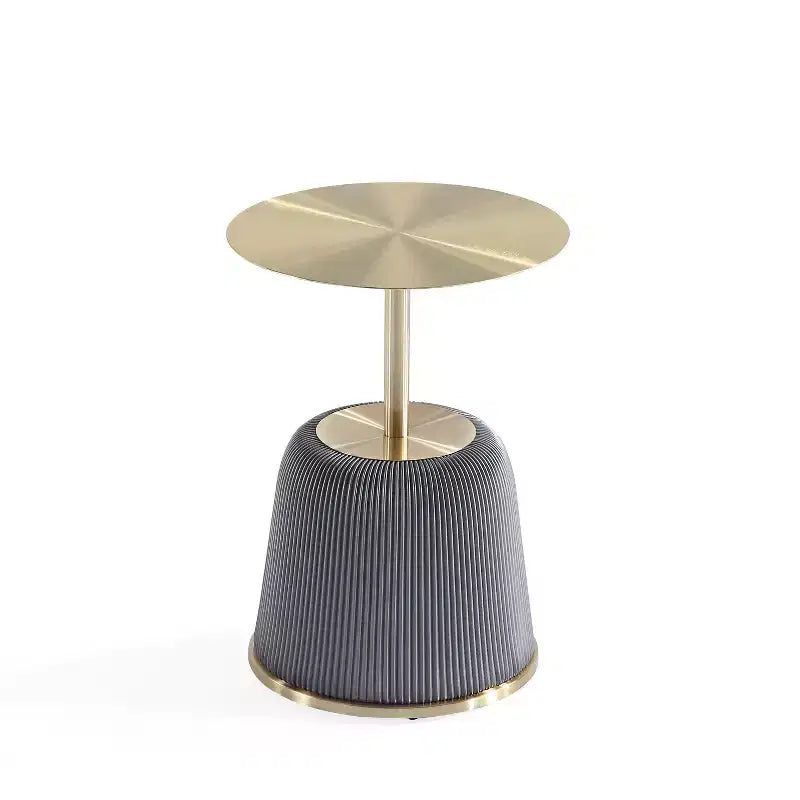 Manhattan Comfort Lot de 2 tables d'appoint Anderson en similicuir avec plateau doré