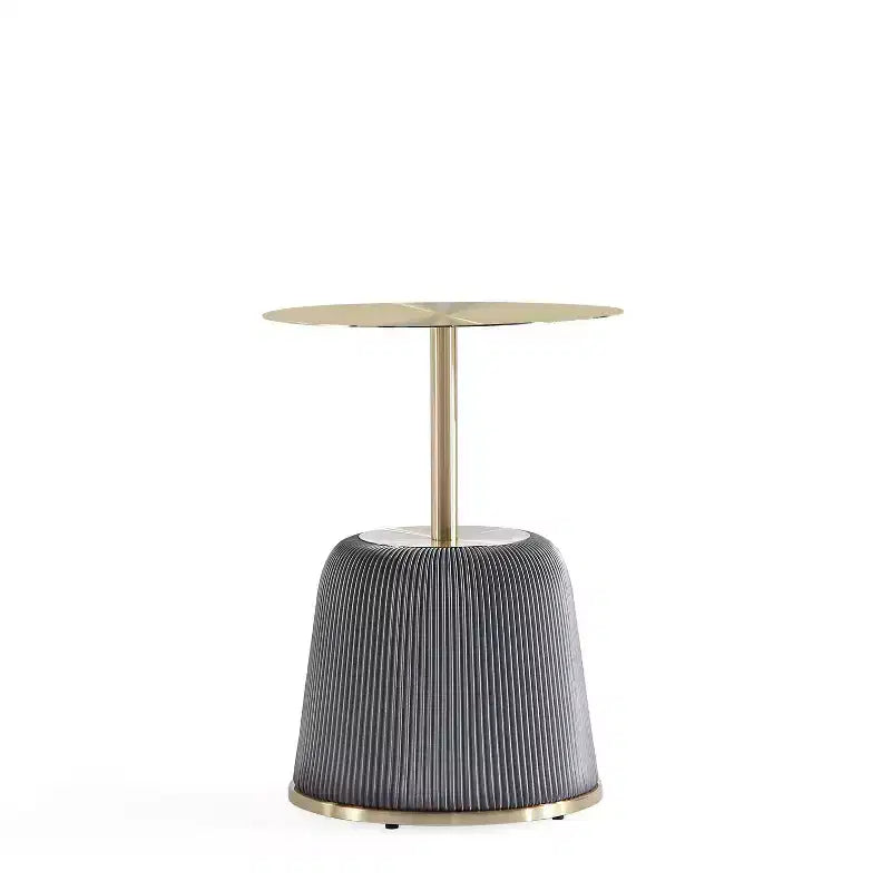 Manhattan Comfort Lot de 2 tables d'appoint Anderson en similicuir avec plateau doré