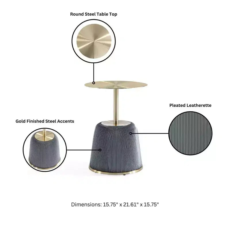 Manhattan Comfort Lot de 2 tables d'appoint Anderson en similicuir avec plateau doré