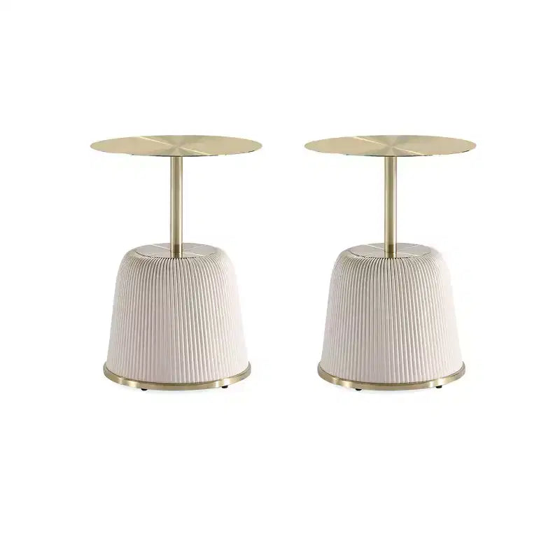 Manhattan Comfort Lot de 2 tables d'appoint Anderson en similicuir avec plateau doré