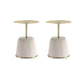 Manhattan Comfort Lot de 2 tables d'appoint Anderson en similicuir avec plateau doré
