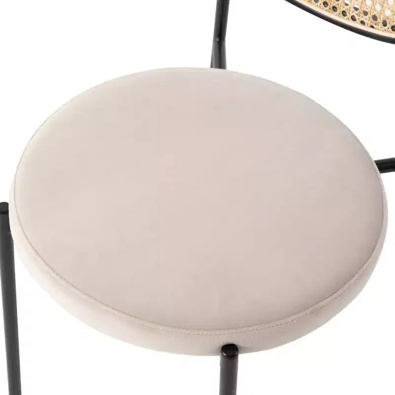 LeisureMod Euston, lot de 4 chaises de salle à manger modernes avec dossier en osier et assise en velours, pour cuisine, salle à manger, maison, chaise d'appoint contemporaine