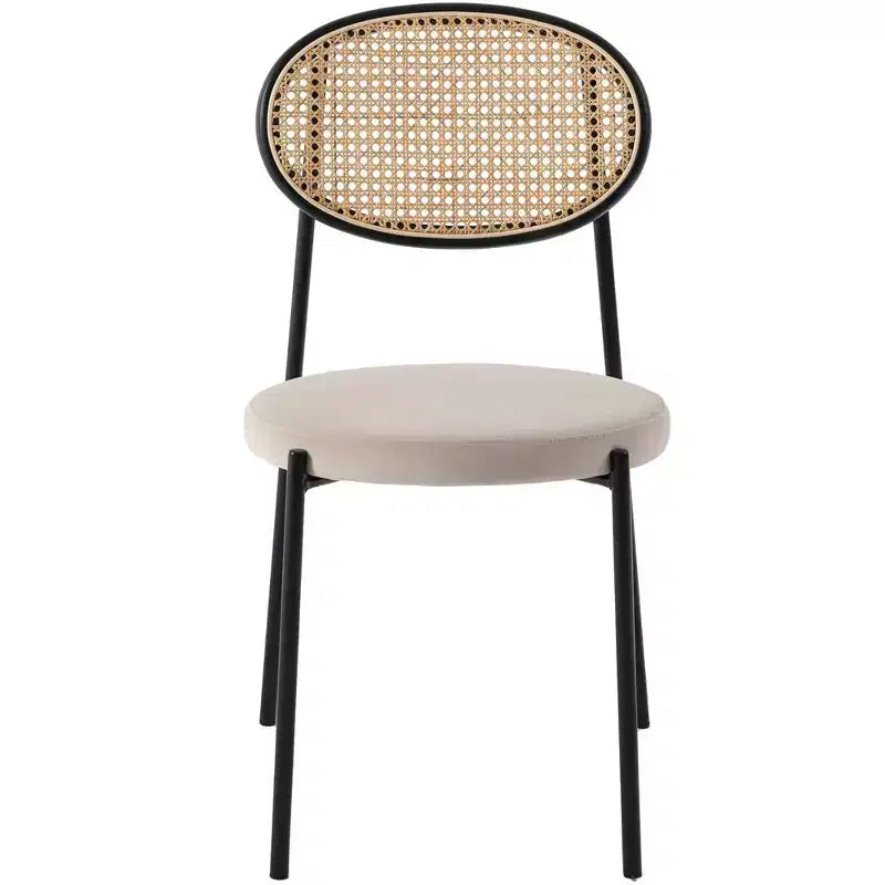 LeisureMod Euston, lot de 4 chaises de salle à manger modernes avec dossier en osier et assise en velours, pour cuisine, salle à manger, maison, chaise d'appoint contemporaine