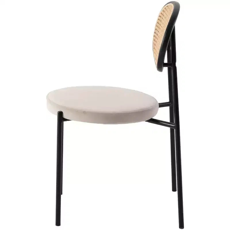 LeisureMod Euston, lot de 4 chaises de salle à manger modernes avec dossier en osier et assise en velours, pour cuisine, salle à manger, maison, chaise d'appoint contemporaine