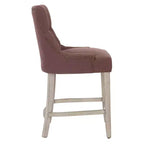 Tabouret de comptoir WestinTrends 24 en lin avec boutons touffetés et dossier ailé (Lot de 3), marron