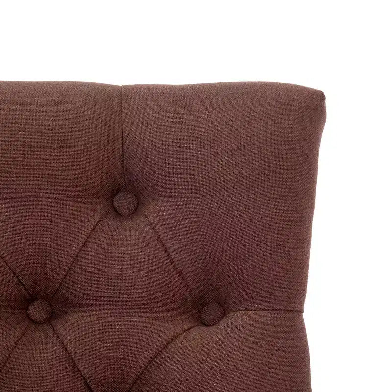 Tabouret de comptoir WestinTrends 24 en lin avec boutons touffetés et dossier ailé (Lot de 3), marron