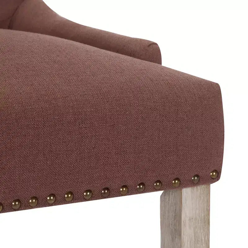 Tabouret de comptoir WestinTrends 24 en lin avec boutons touffetés et dossier ailé (Lot de 3), marron