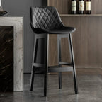 Tabourets de bar en similicuir style Mid-Century Modern avec pieds en bois